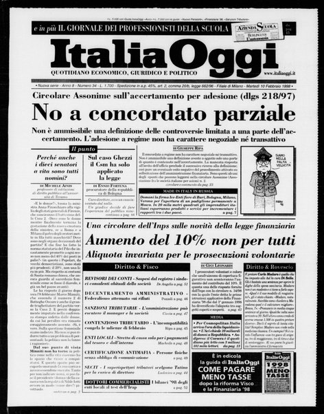 Italia oggi : quotidiano di economia finanza e politica